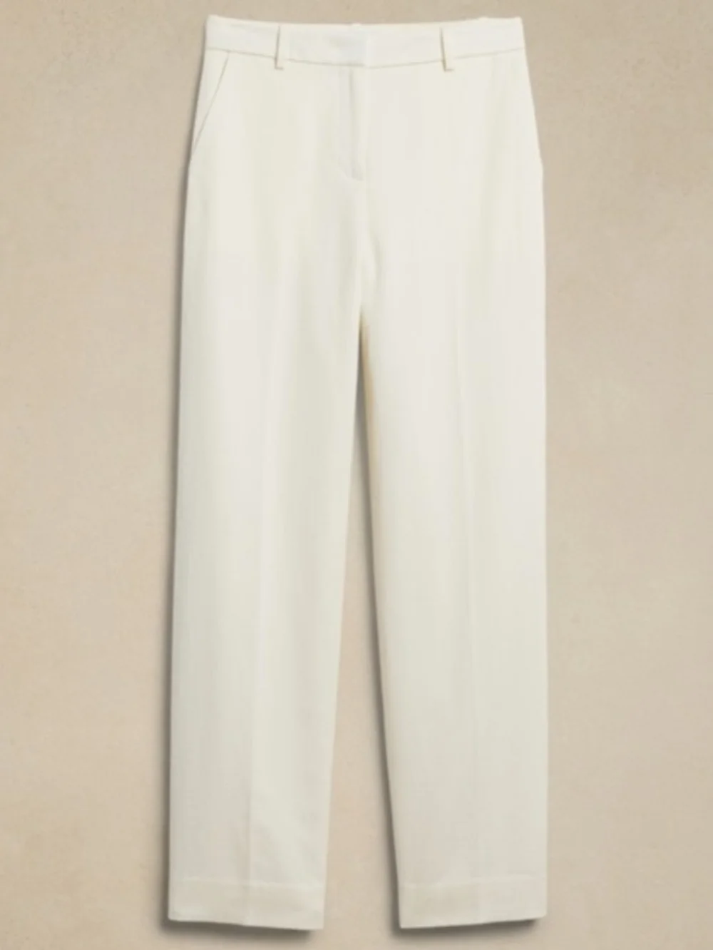 BANANA REPUBLIC Italian Cotton Linen Pants Seahaven Straight Women 10 Ivory Work